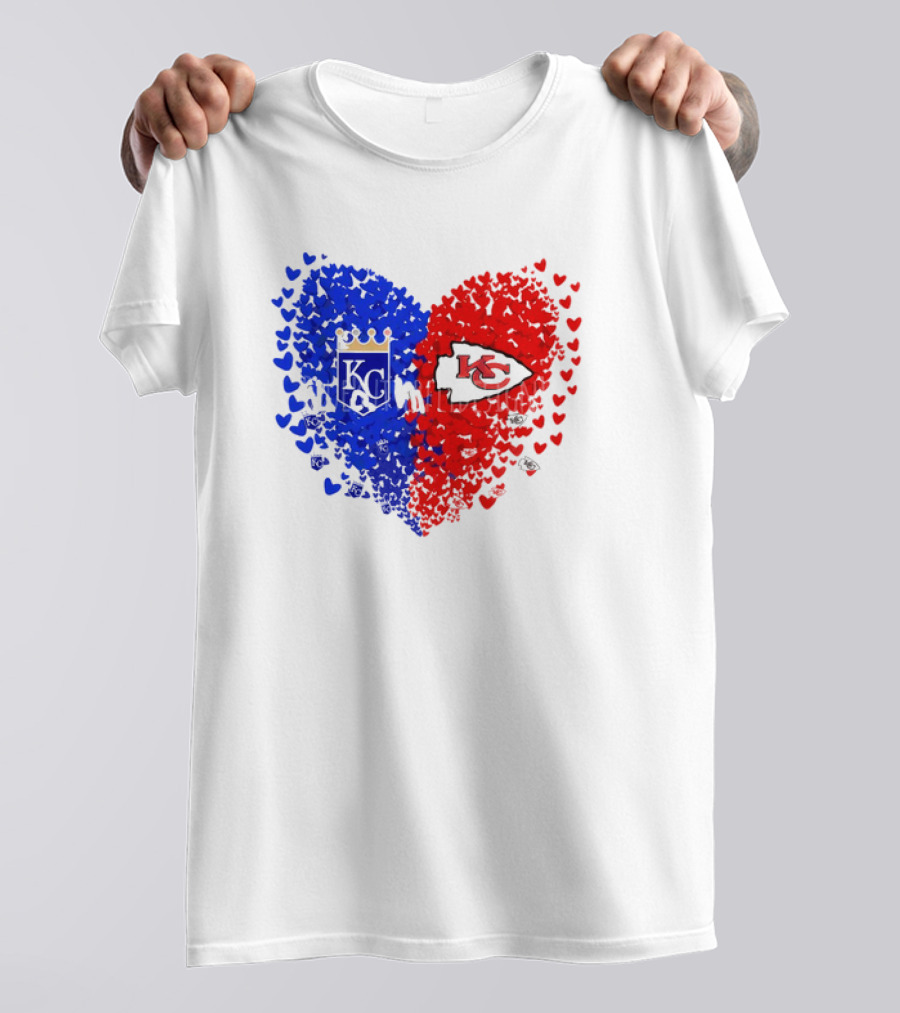 Heart Kansas City Royals KC And Kansas City Chiefs KC T-Shirt
