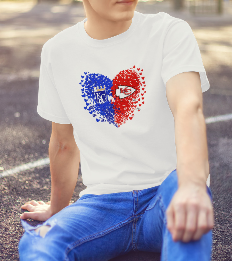 Heart Kansas City Royals KC And Kansas City Chiefs KC T-Shirt