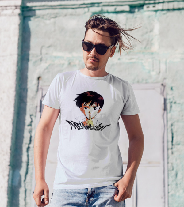 Mewangelion Ikari Shinji Anime Cartoon Evangelion Crossover T-Shirt