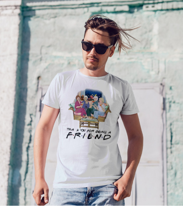 The Golden Girls Thank You For Being A FRIEND Sofa Scene With Colorful Drinks T-Shirt