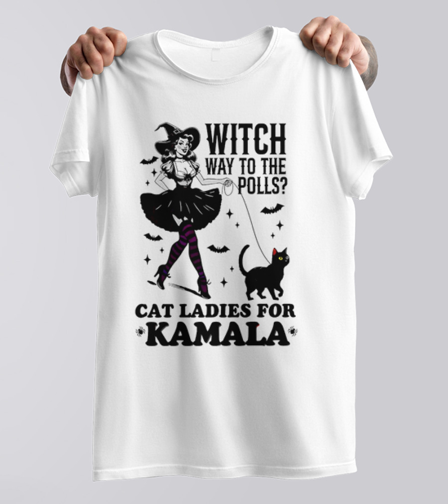 Witch Way To The Polls Cat Ladies For Kamala T-Shirt