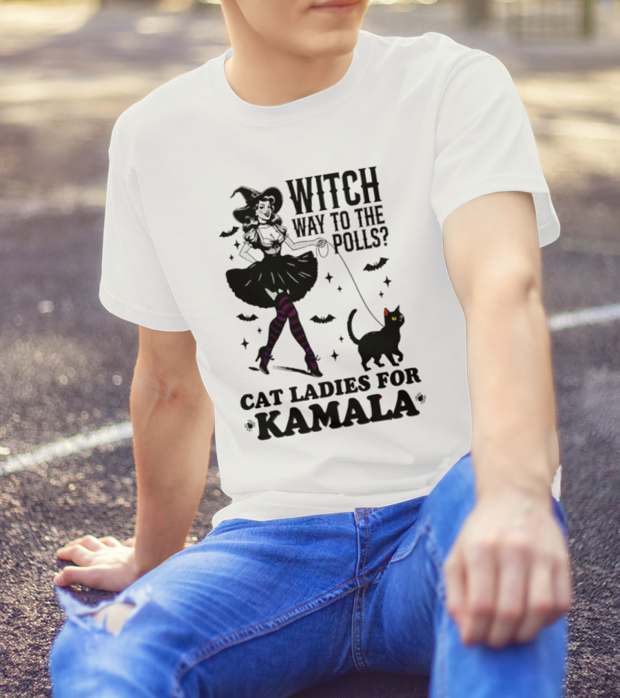 Witch Way To The Polls Cat Ladies For Kamala T-Shirt