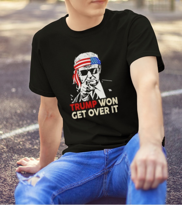 TRUMP WON GET OVER IT Patriotic Bandana America T-Shirt