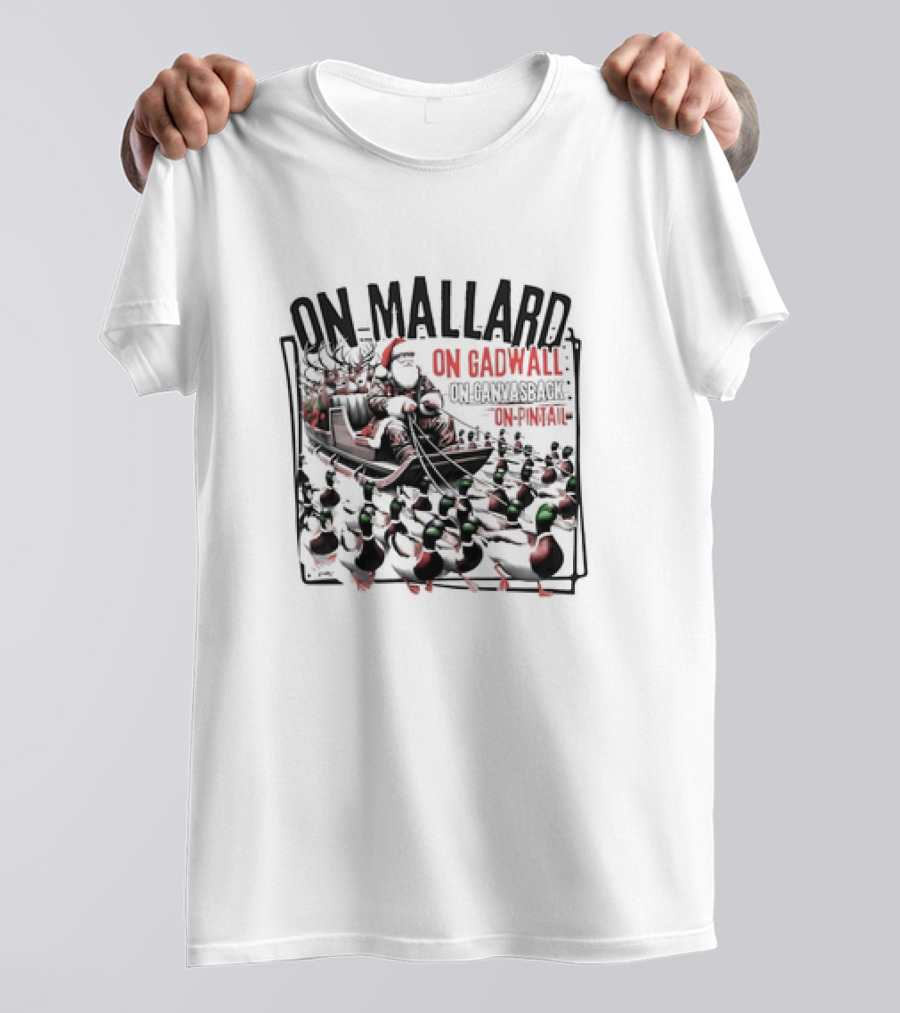 Duck Hunting Santa Sleigh On Mallard Gadwall Canvasback Pintail Christmas T-Shirt