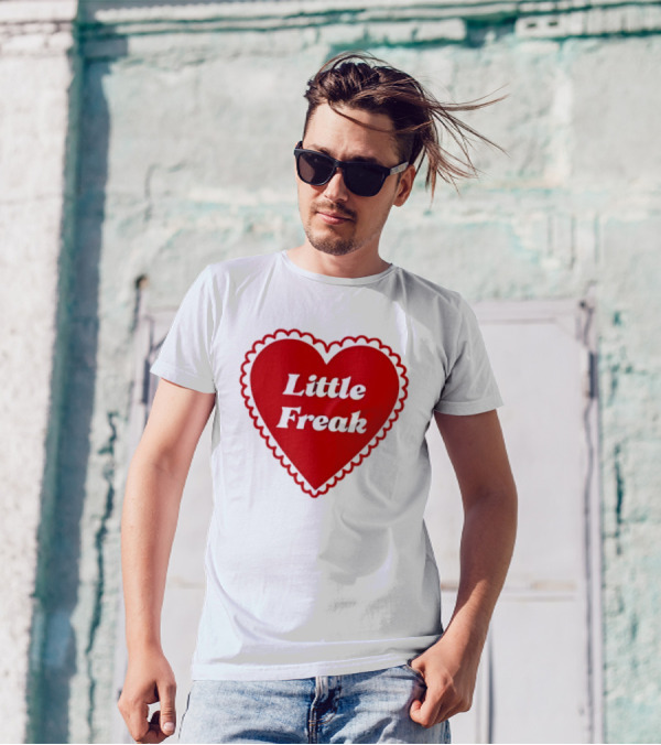 Little Freak Heart Red Scalloped Text T-Shirt
