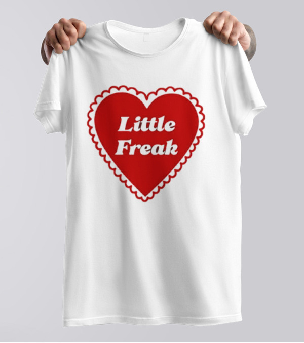 Little Freak Heart Red Scalloped Text T-Shirt