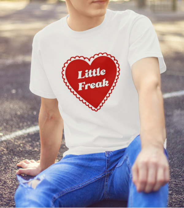 Little Freak Heart Red Scalloped Text T-Shirt