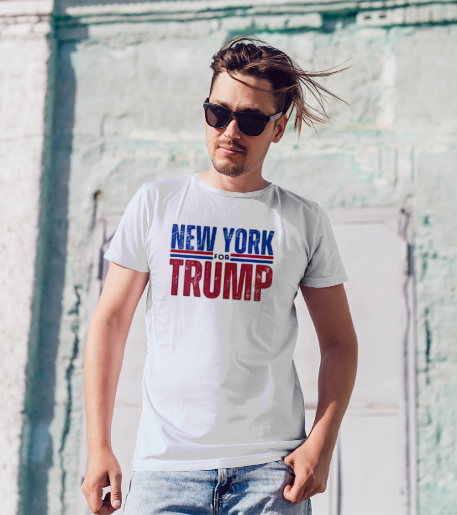 New York For Trump Vance 2024 Retro Text In Red And Blue Lettering T-Shirt