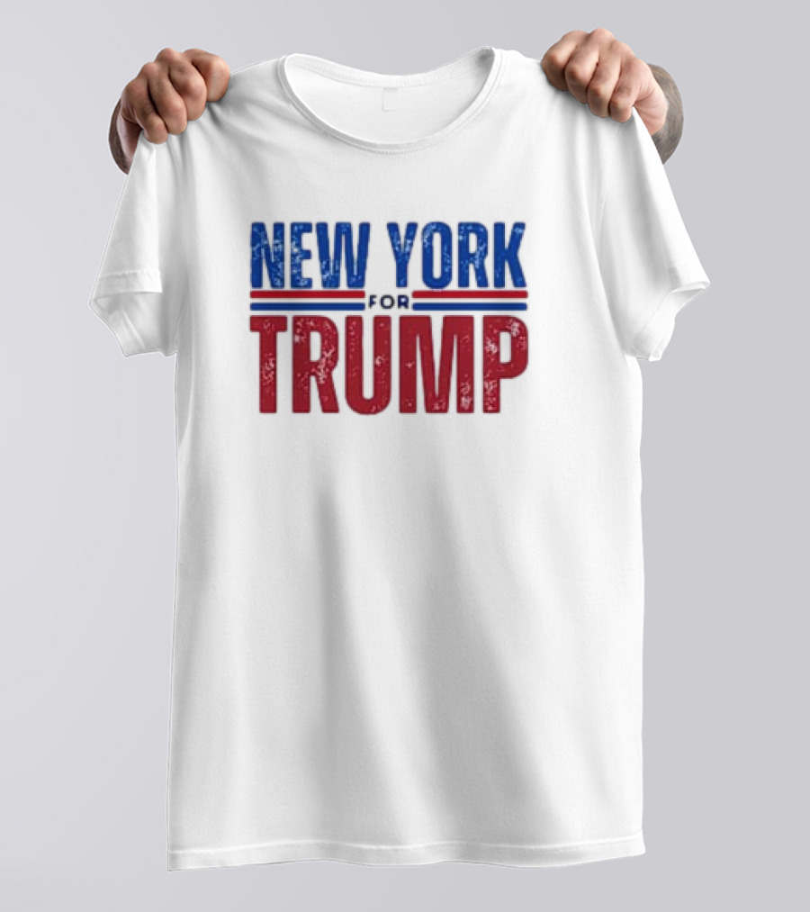 New York For Trump Vance 2024 Retro Text In Red And Blue Lettering T-Shirt