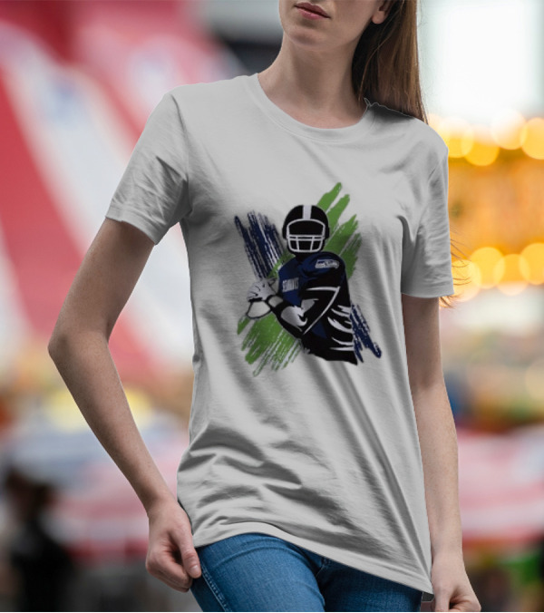 Seattle Seahawks Starter Player X Blue Green Football T-Shirt