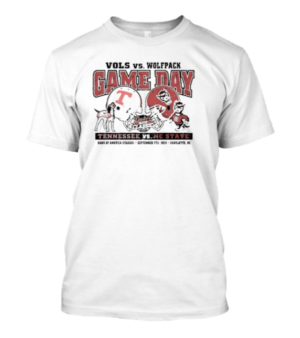Vols Vs. Wolfpack Tennessee Vs. NC State Duke's Mayo Classic Game Day September 7th, 2024 Bank Of America Stadium Charlotte, NC T-Shirt