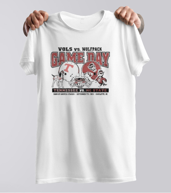 Vols Vs. Wolfpack Tennessee Vs. NC State Duke's Mayo Classic Game Day September 7th, 2024 Bank Of America Stadium Charlotte, NC T-Shirt