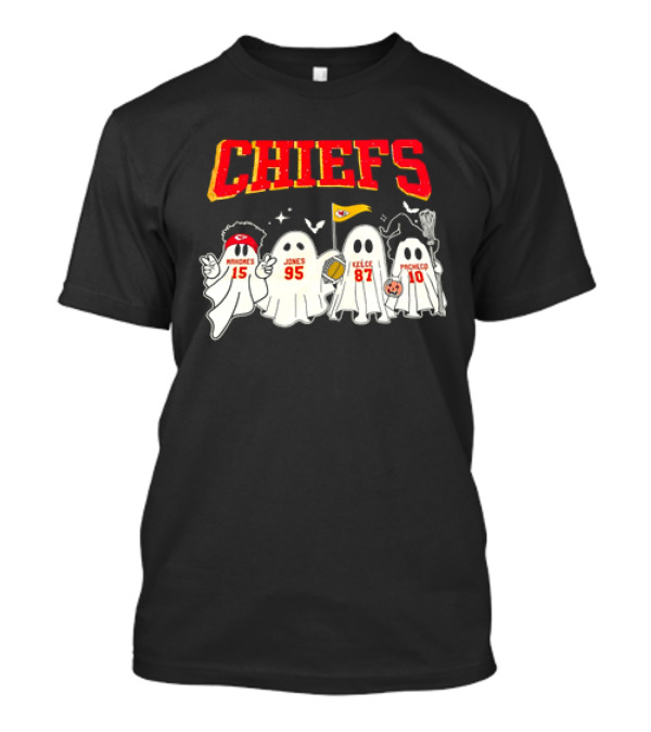 Chiefs Mahomes Jones Kelce Pacheco Halloween Ghosts T-Shirt