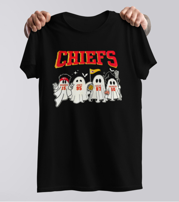 Chiefs Mahomes Jones Kelce Pacheco Halloween Ghosts T-Shirt