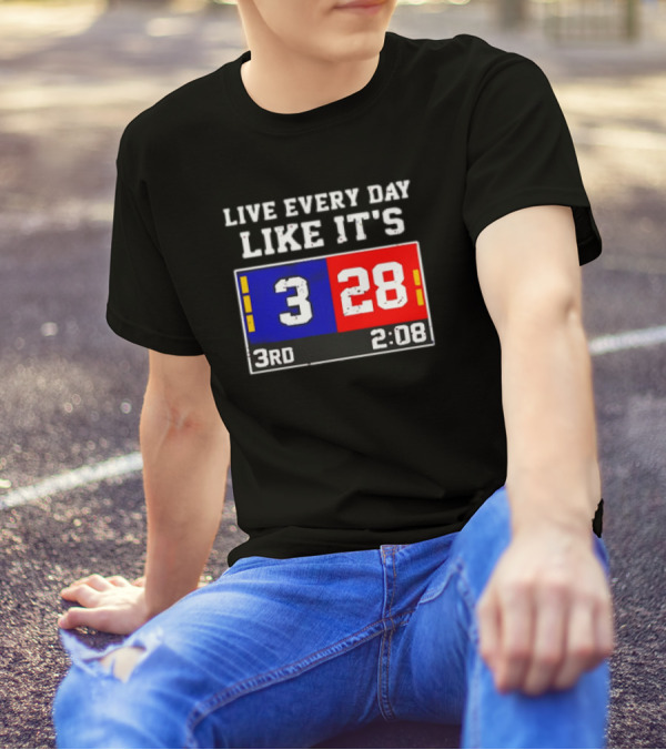 Live Every Day Like It's 3 28 3rd 2:08 New England Patriots Atlanta Falcons T-Shirt