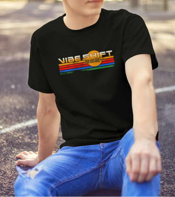 Vibe Shift 2024 Retro Striped Sunrise T-Shirt