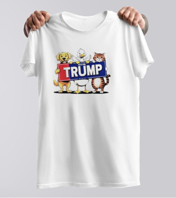 Pets For Trump Cat Duck Dog Cartoon T-Shirt