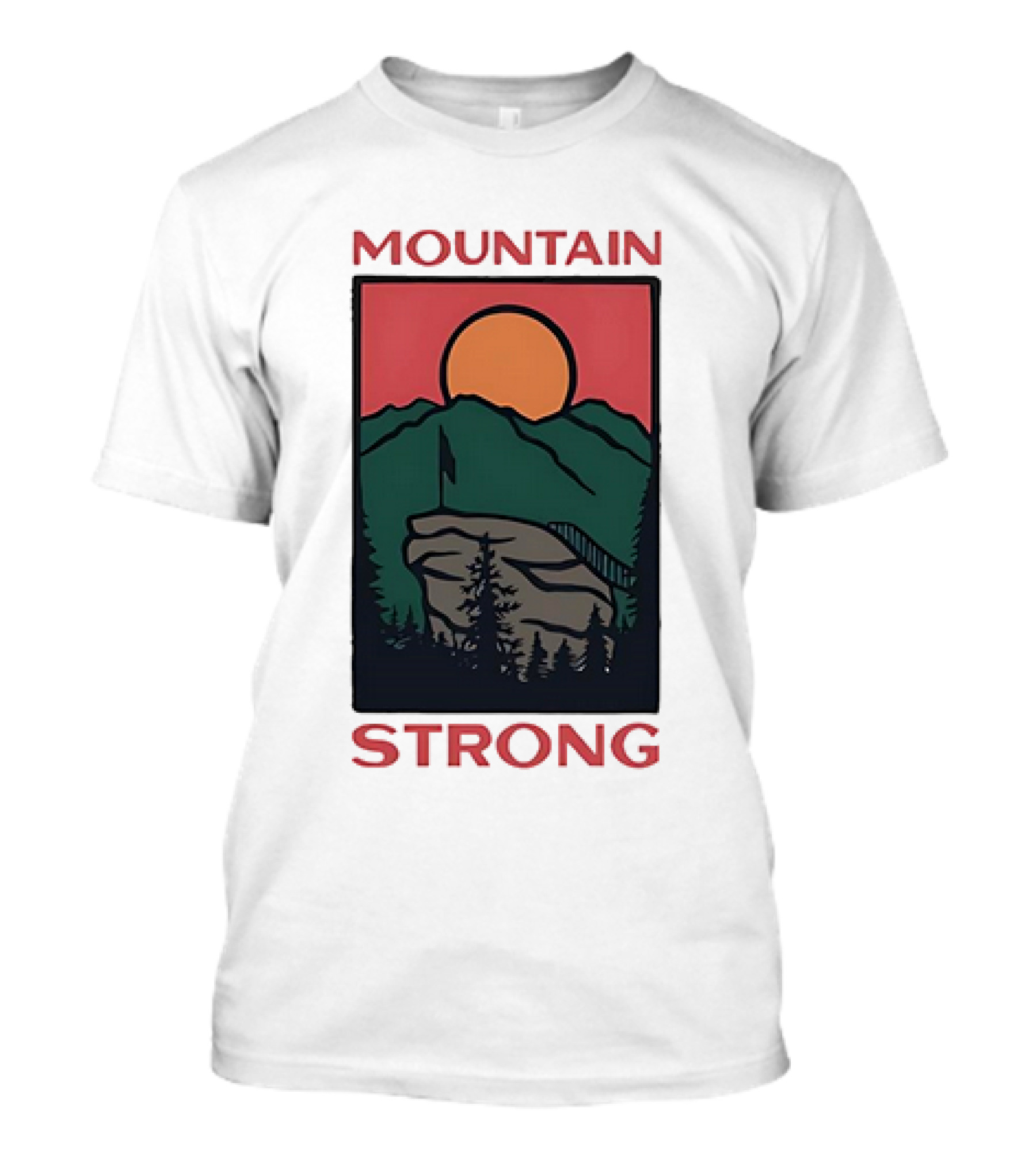 Mountain Strong Sunset Over Ridge With Flag T-Shirt