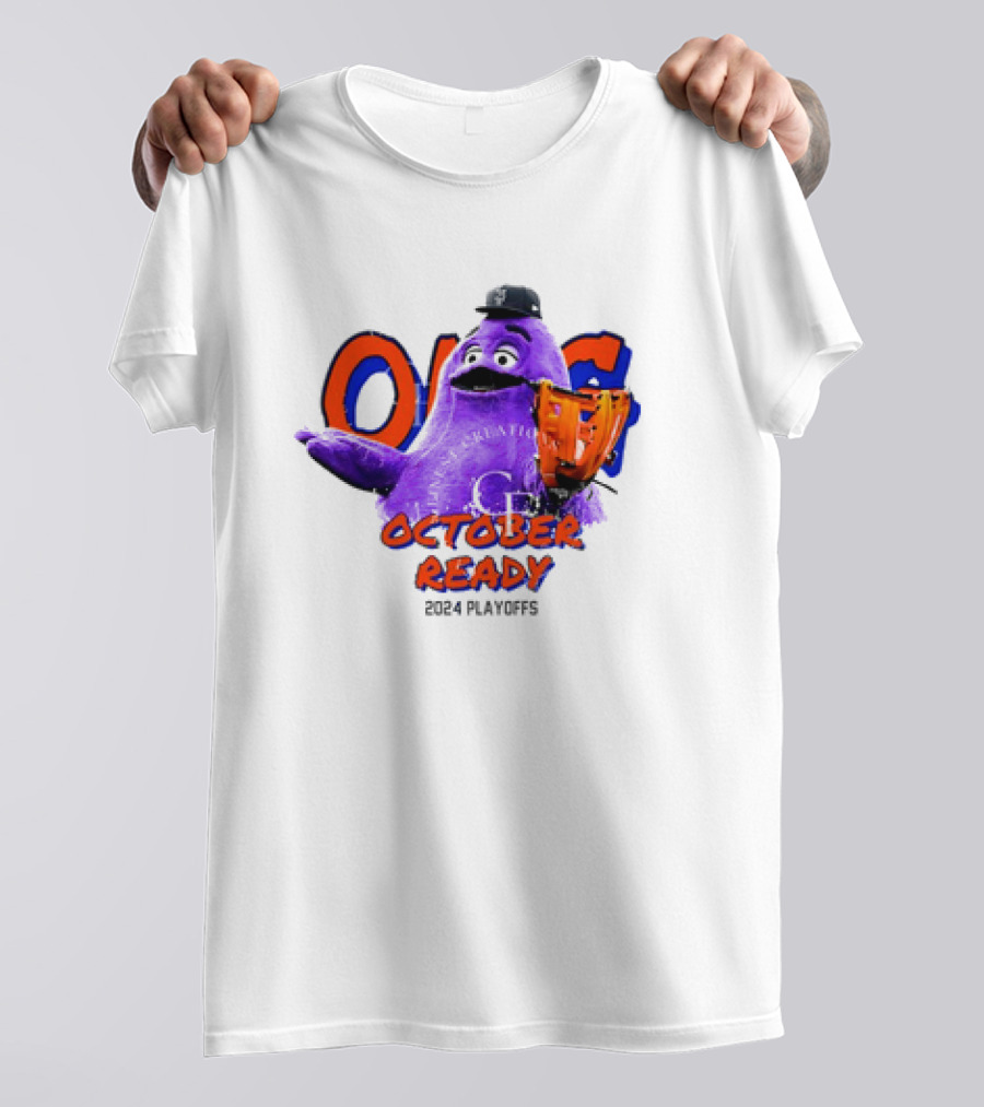 New York Mets October Ready 2024 Playoffs Grimace Baseball T-Shirt