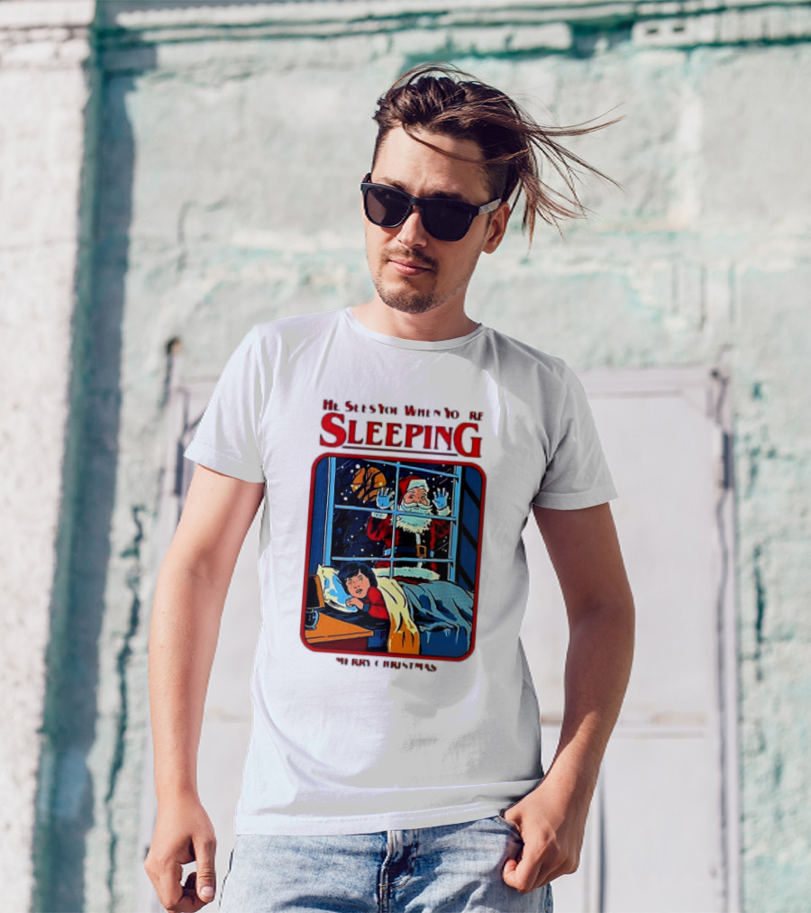 He Sees You When You’re Sleeping Santa Claus Merry Christmas T-Shirt