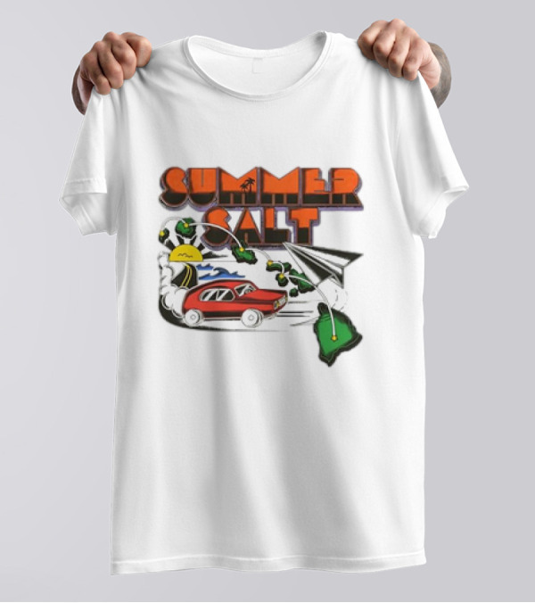 Summer Salt 10 Years Anniversary Driving To Hawaii Vintage Car And Paper Airplane Adventure T-Shirt