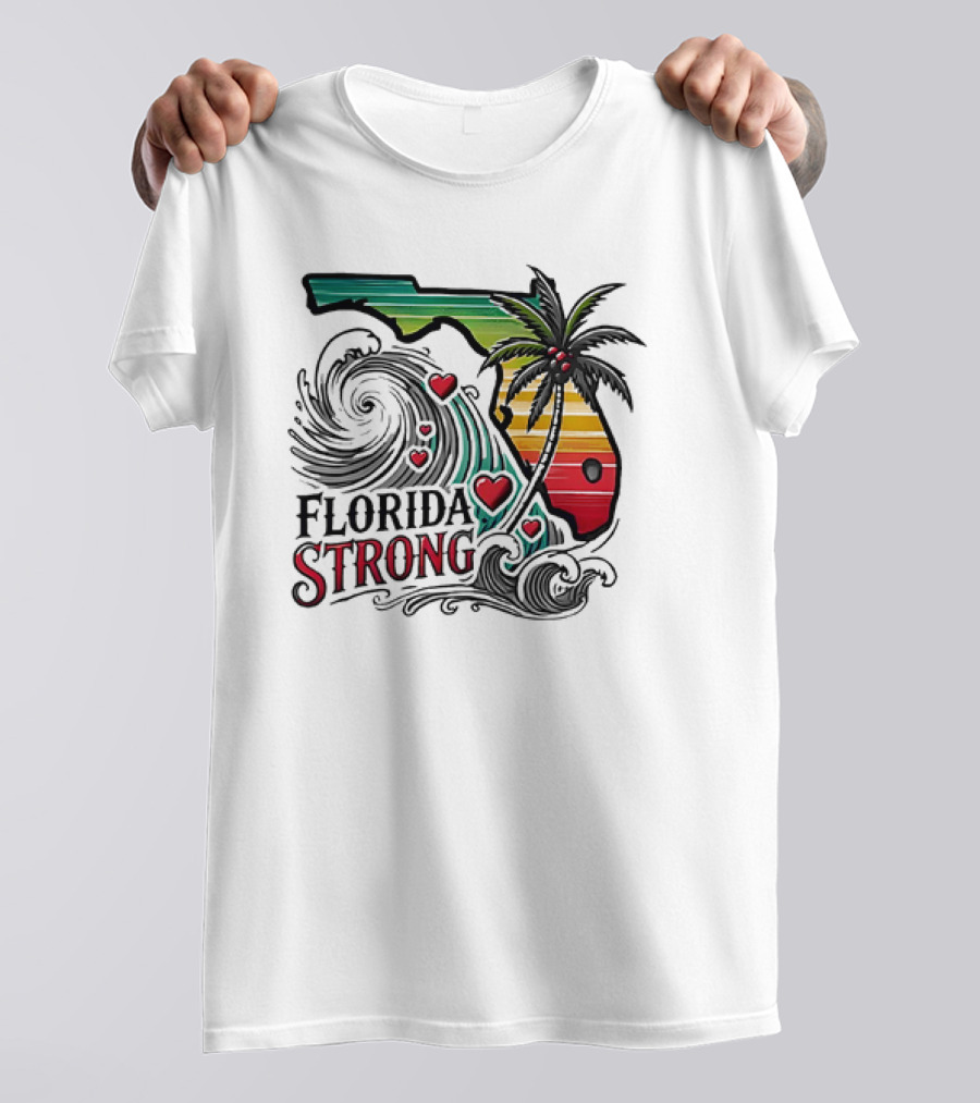 Florida Strong Wave Palm Heart T-Shirt