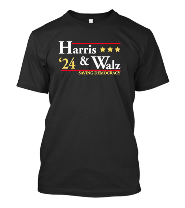 Harris 2024 And Walz Saving Democracy Election Campaign Vneck T-Shirt
