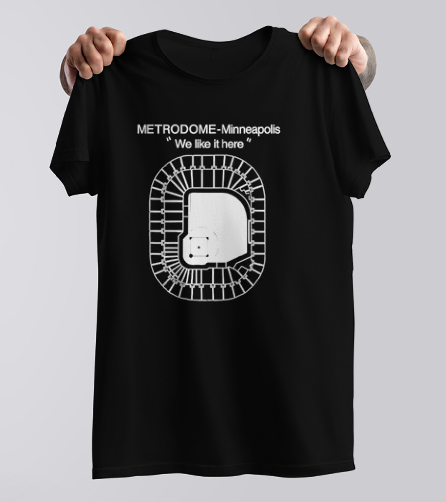 Metrodome Minneapolis We Like It Here Stadium Blueprint T-Shirt