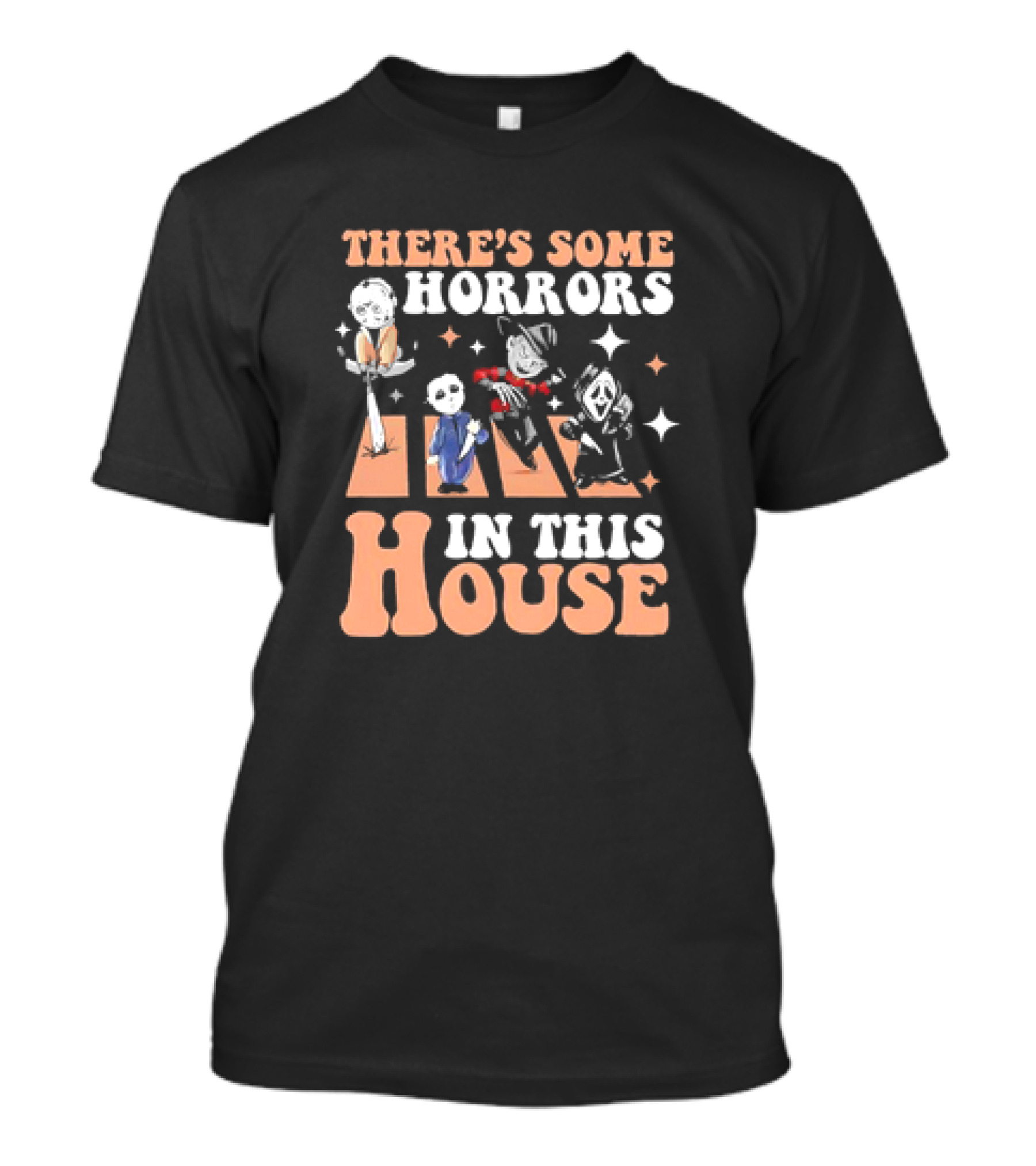There's Some Horrors In This House Funny Horror Characters Halloween Icons T-Shirt