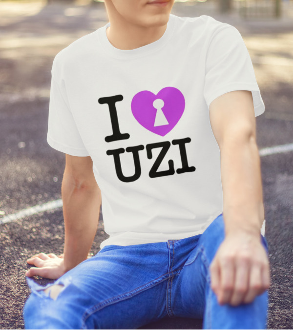 I Heart Uzi Keyhole Symbol In Purple T-Shirt