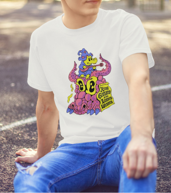 King Gizzard And The Lizard Wizard Gator Wizard Playing Guitar On Monster Head T-Shirt