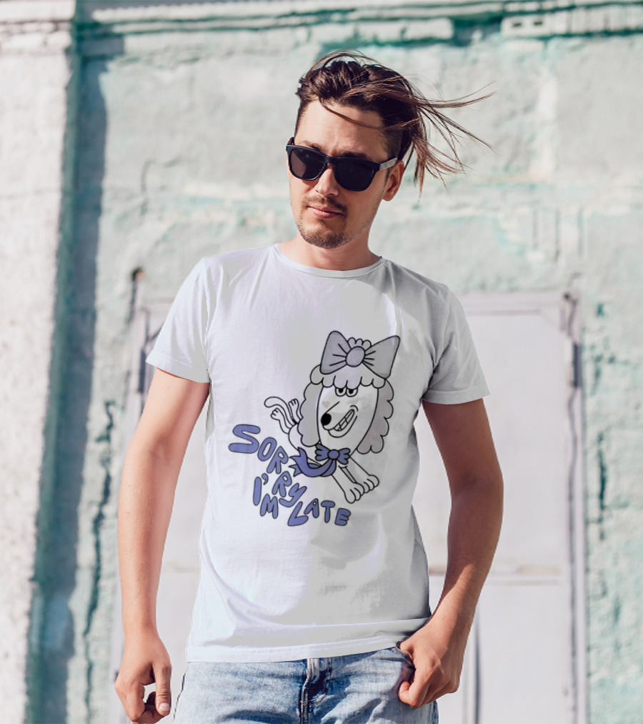 Sorry I'm Late Lazy Oaf Dog With Bow And Scarf T-Shirt