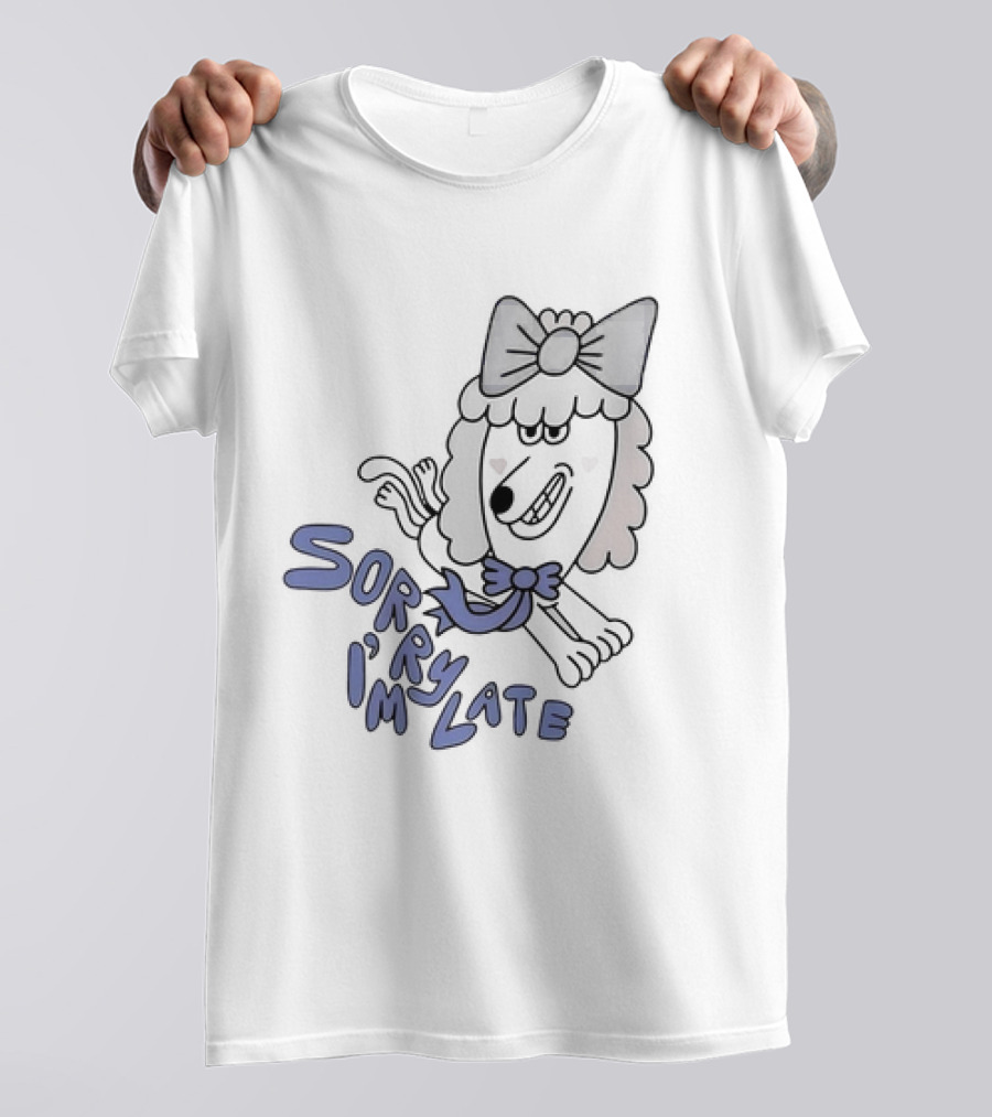 Sorry I'm Late Lazy Oaf Dog With Bow And Scarf T-Shirt