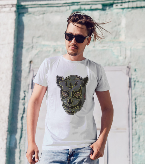 Luchador Black Mask With Grey And Yellow AEW T-Shirt