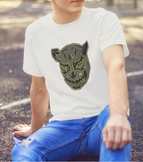 Luchador Black Mask With Grey And Yellow AEW T-Shirt