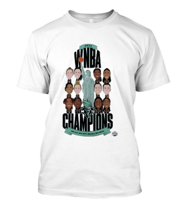New York Liberty 2024 WNBA Champions Statue Of Liberty Teammates Roster T-Shirt