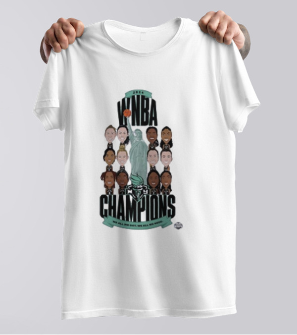 New York Liberty 2024 WNBA Champions Statue Of Liberty Teammates Roster T-Shirt