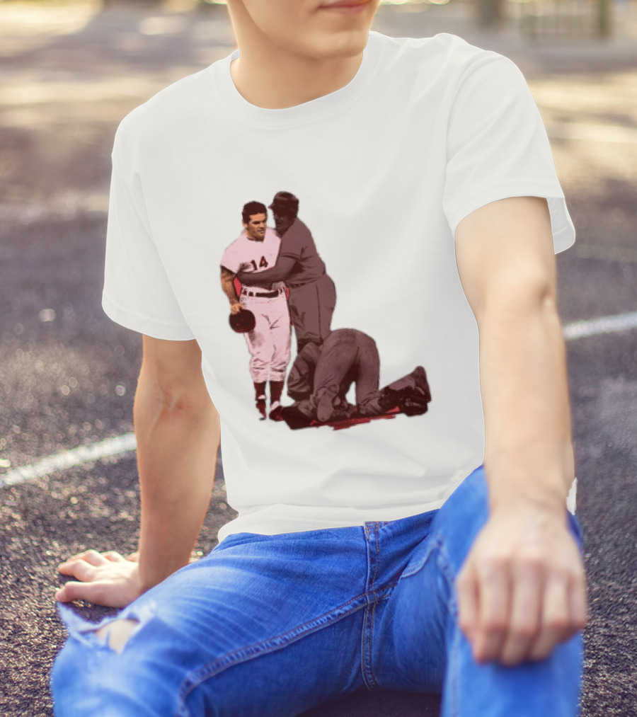 Pete Rose Levels Ray Fosse Baseball Collision Moment T-Shirt