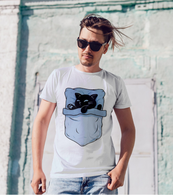 Pocket Nap Sleeping Cat Cuteness Cozy In Your Pocket T-Shirt