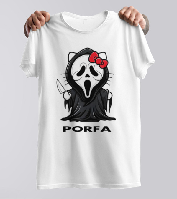 Porfa Hello Kitty Ghost Halloween Scream Crossover T-Shirt