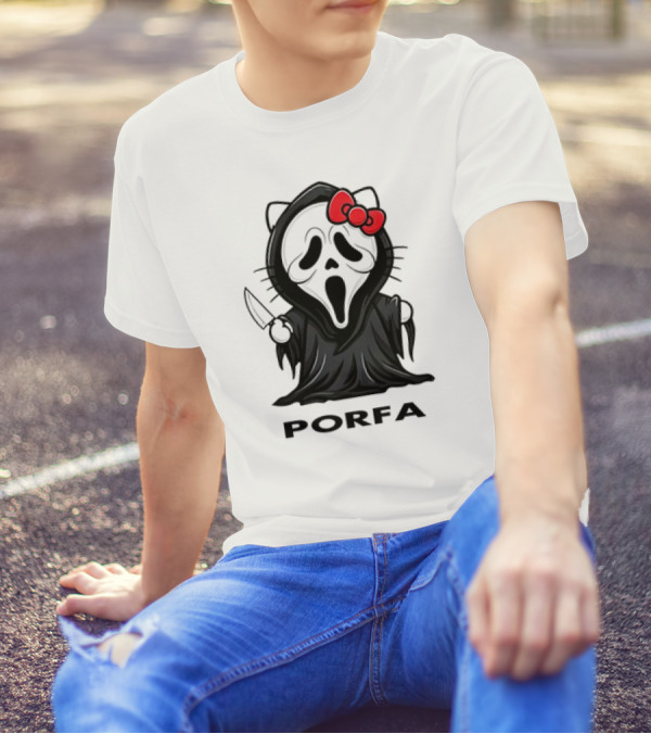 Porfa Hello Kitty Ghost Halloween Scream Crossover T-Shirt
