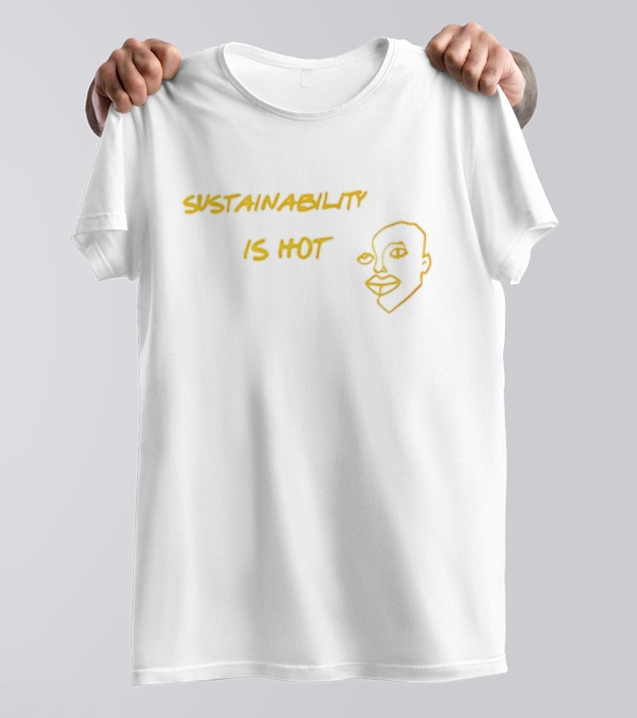 Sustainability Is Hot Yellow Text Minimal Face T-Shirt