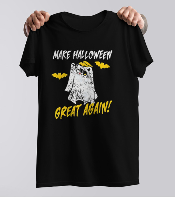 Make Halloween Great Again Ghost With Yellow Hair And Bats T-Shirt