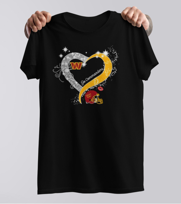 Hearts Washington Commanders Go Commanders Stars Helmet Football T-Shirt