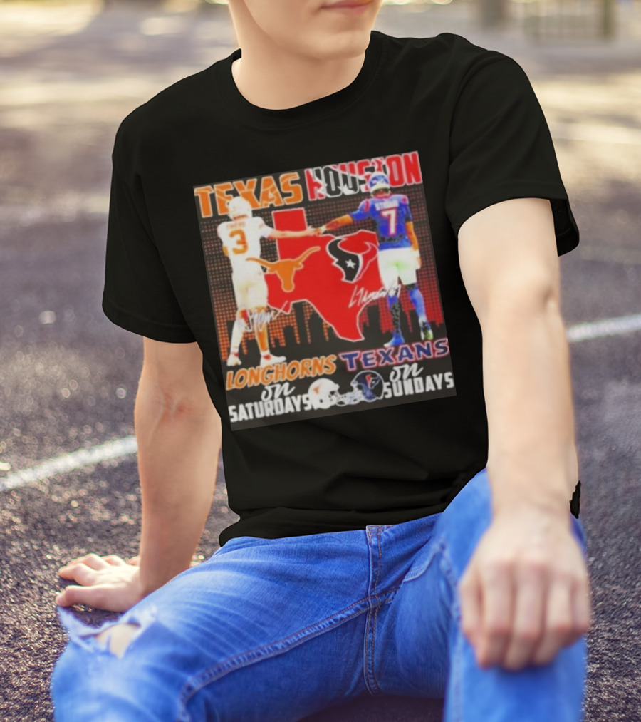 Texas Longhorns Longhorns On Saturdays Texans On Sundays T-Shirt