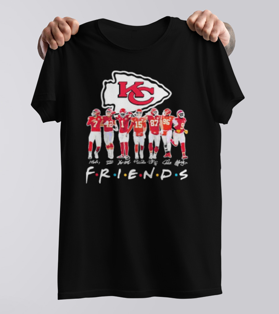 Friends Kansas City Chiefs 2024 Players Signatures NFL Football T-Shirt