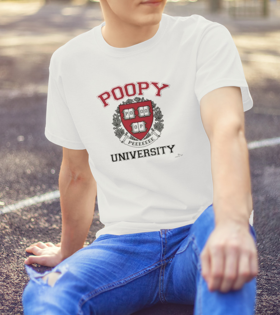 Poopy Peeeeeee Parody University Crest Shield Emblem T-Shirt