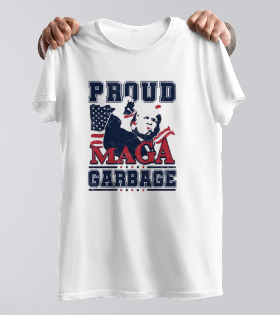 Proud MAGA Garbage Trump 2024 USA Flag T-Shirt