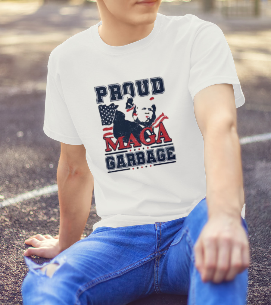 Proud MAGA Garbage Trump 2024 USA Flag T-Shirt