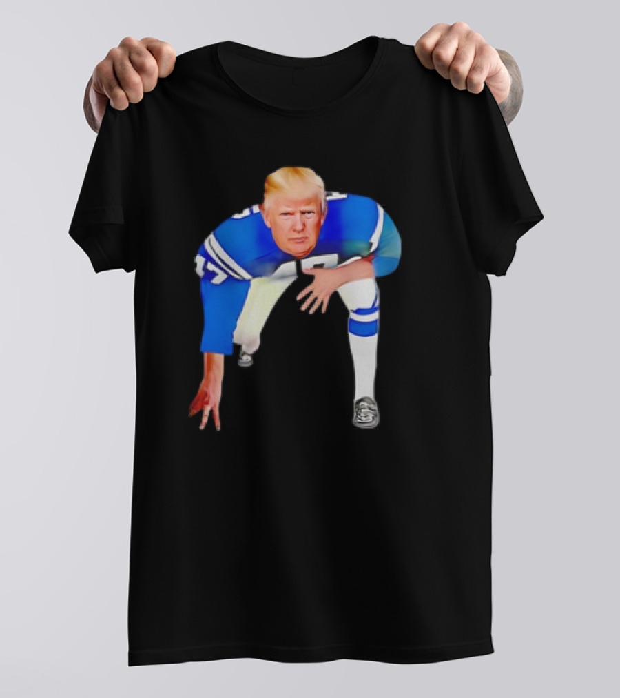 All American Donald Trump Football Player In Blue And White Jersey T-Shirt